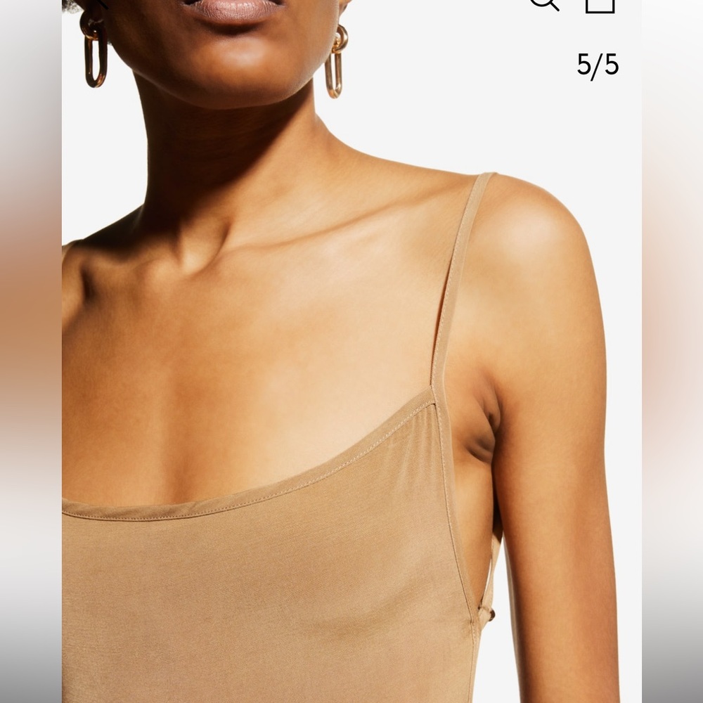 Anemos The K.m. Tie Midi Dress In Stretch Cupro Size Medium M Khaki Olive - Picture 4 of 10